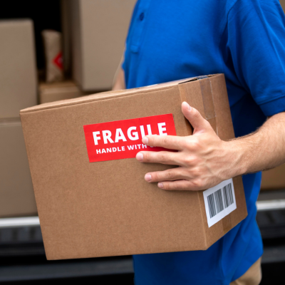 Warehouse safety fragile label
