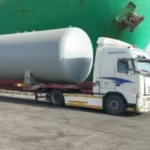 Adnovs shipment: Three large LPG Underground Storage Tanks from Jeddah port to Riyadh.