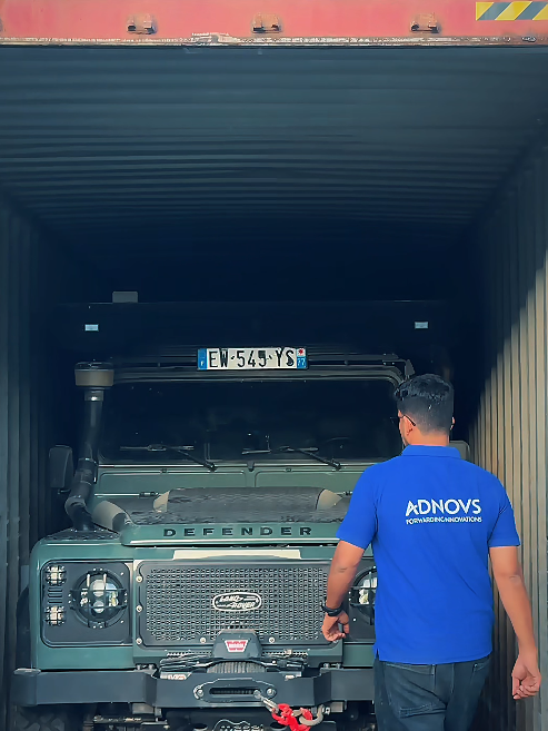 Defender shipped from saudi arabia safely to Barcelona by Adnovs Global